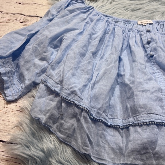 Poupette St Barth Blue Off The Shoulder Crop Blouse sz OS - Picture 7 of 11
